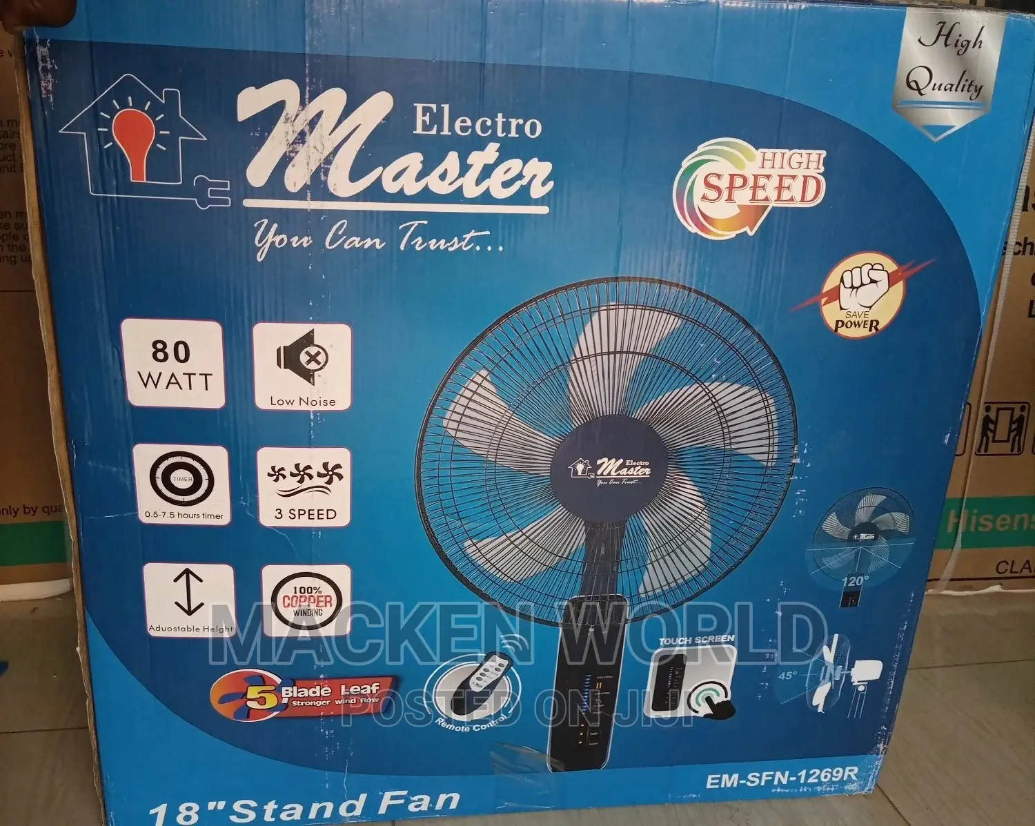 Electro Master Stand Fan + Remote