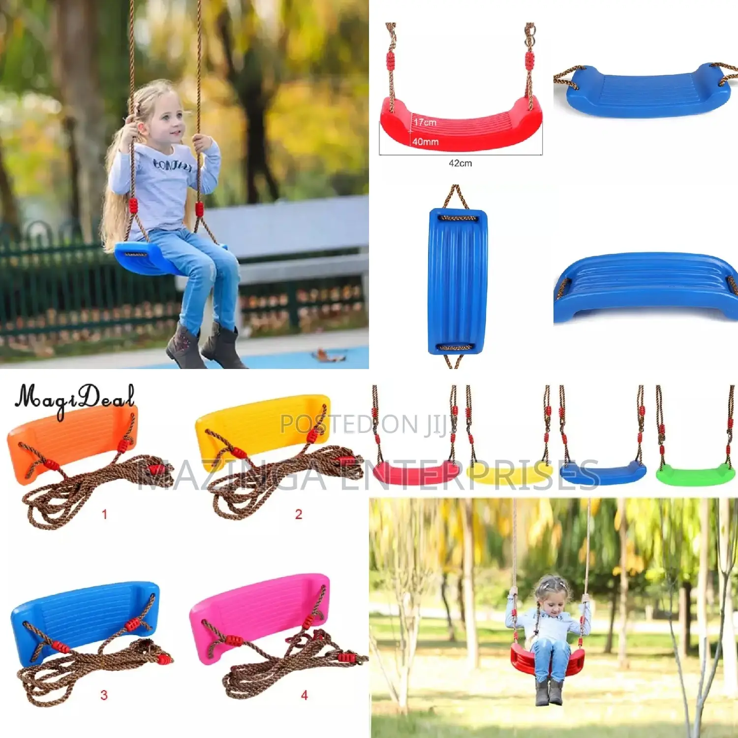 Indoor and Outdoor Kids Play Swings With Adjustable Rope