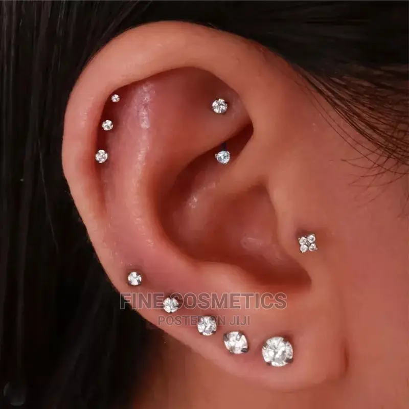 1pair Screw Earrings Surgical Steel Screw Stud Helix Rings