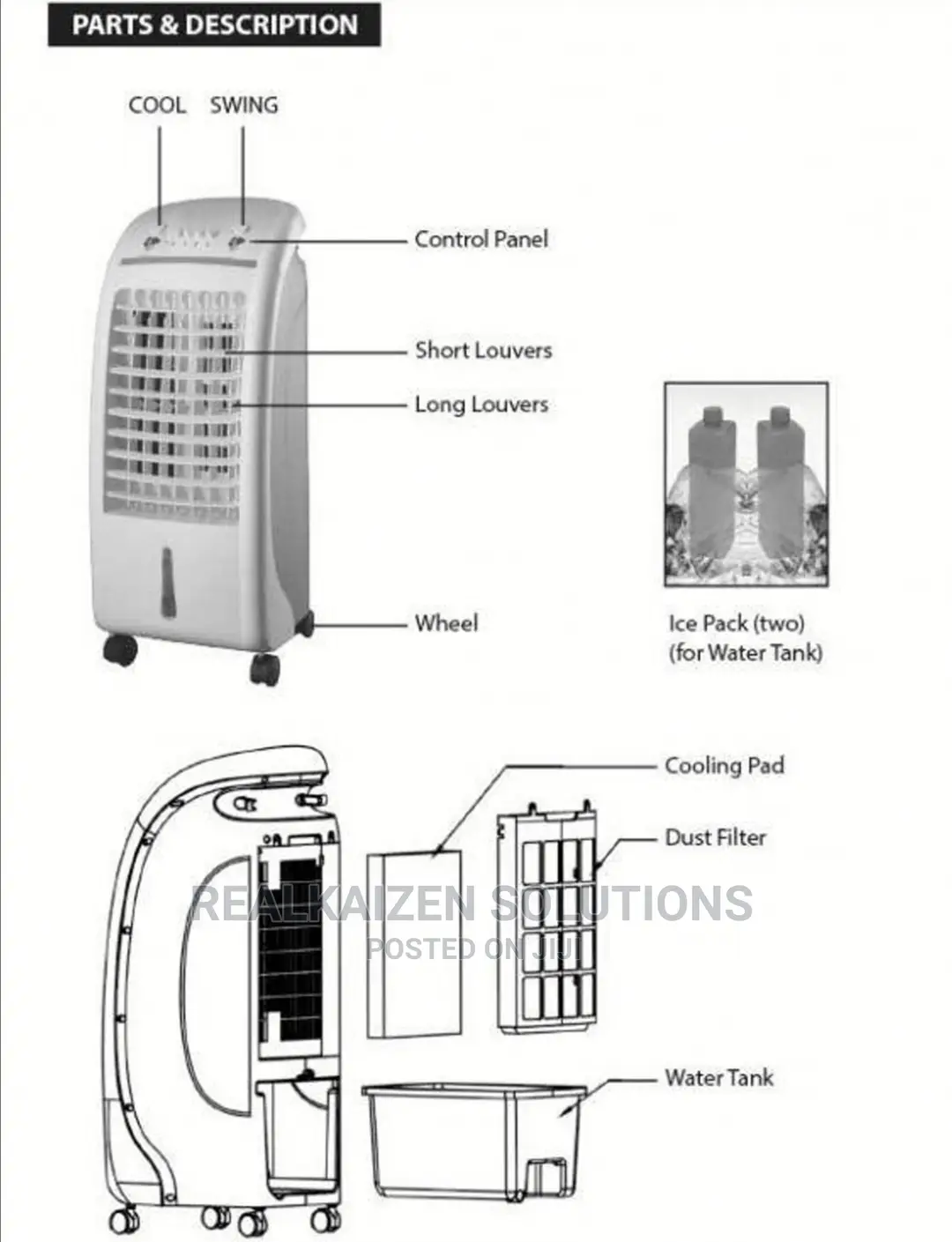 LOGIK 6 Litre 3 Speed Evaporative Air Cooler 65W