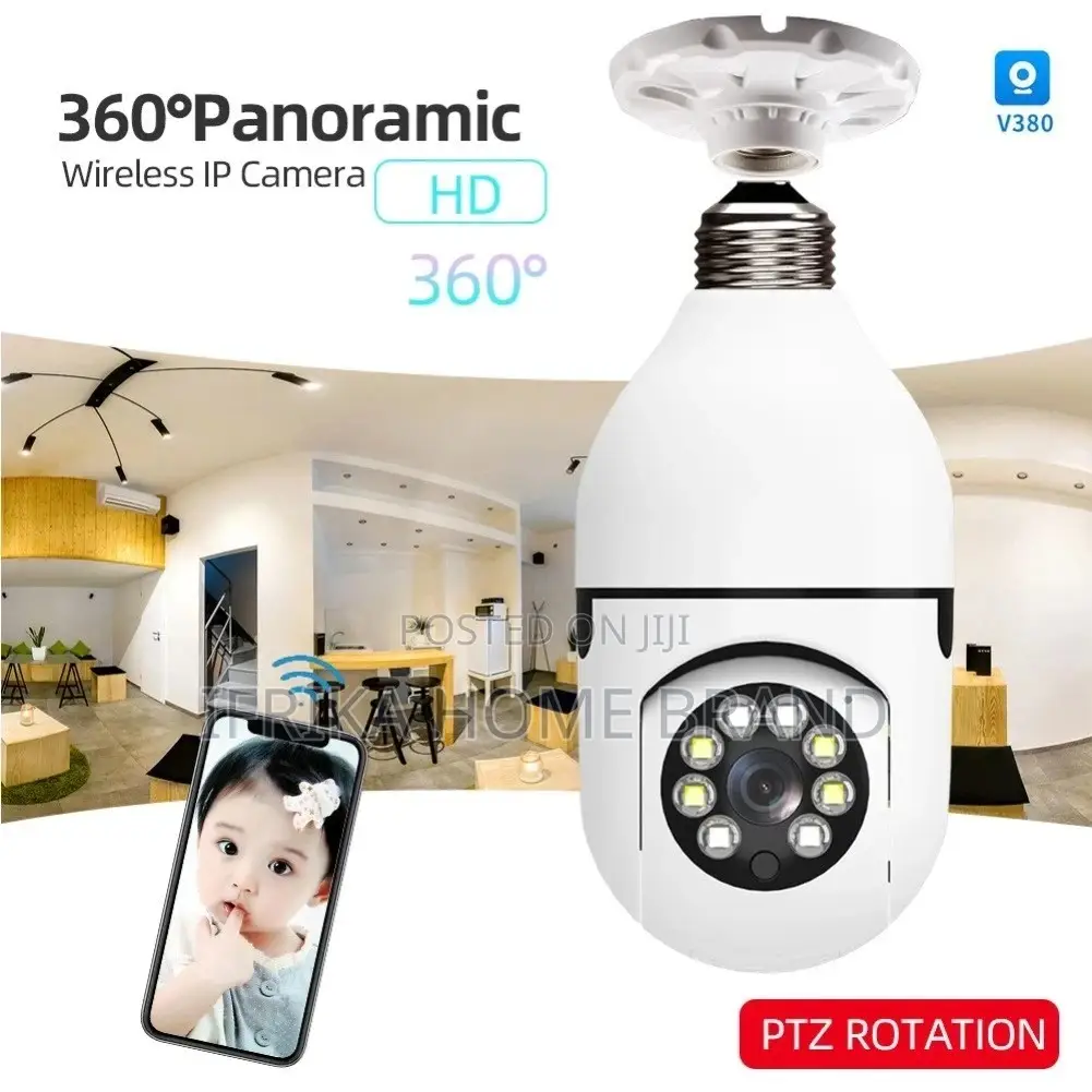 Wifi Spy Camera 1080P IP Bulb Camera PTZ 360°