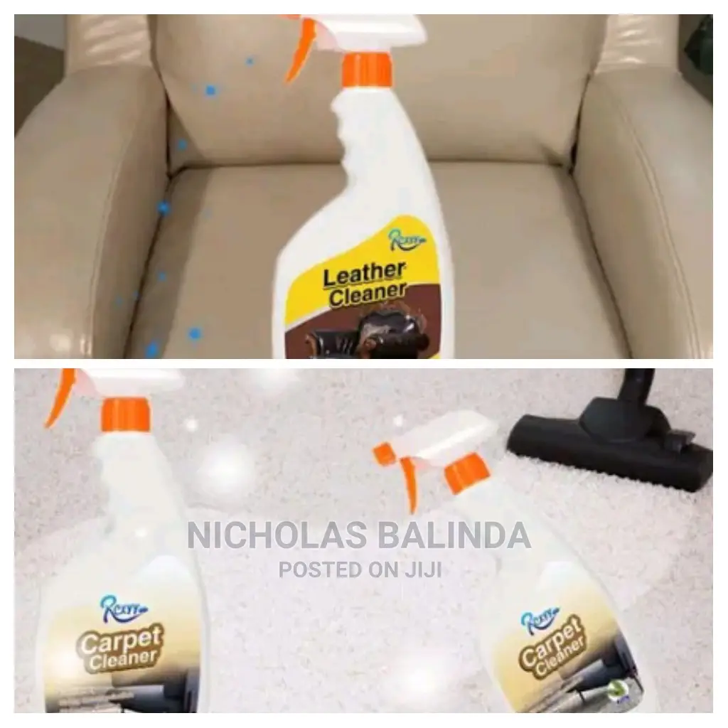 Both Leather Cleaner and Carpet Cleaner in Progress