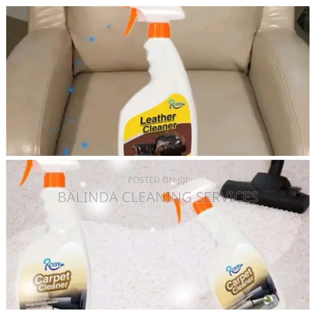 Both Leather Cleaner and Carpet Cleaner in Progress