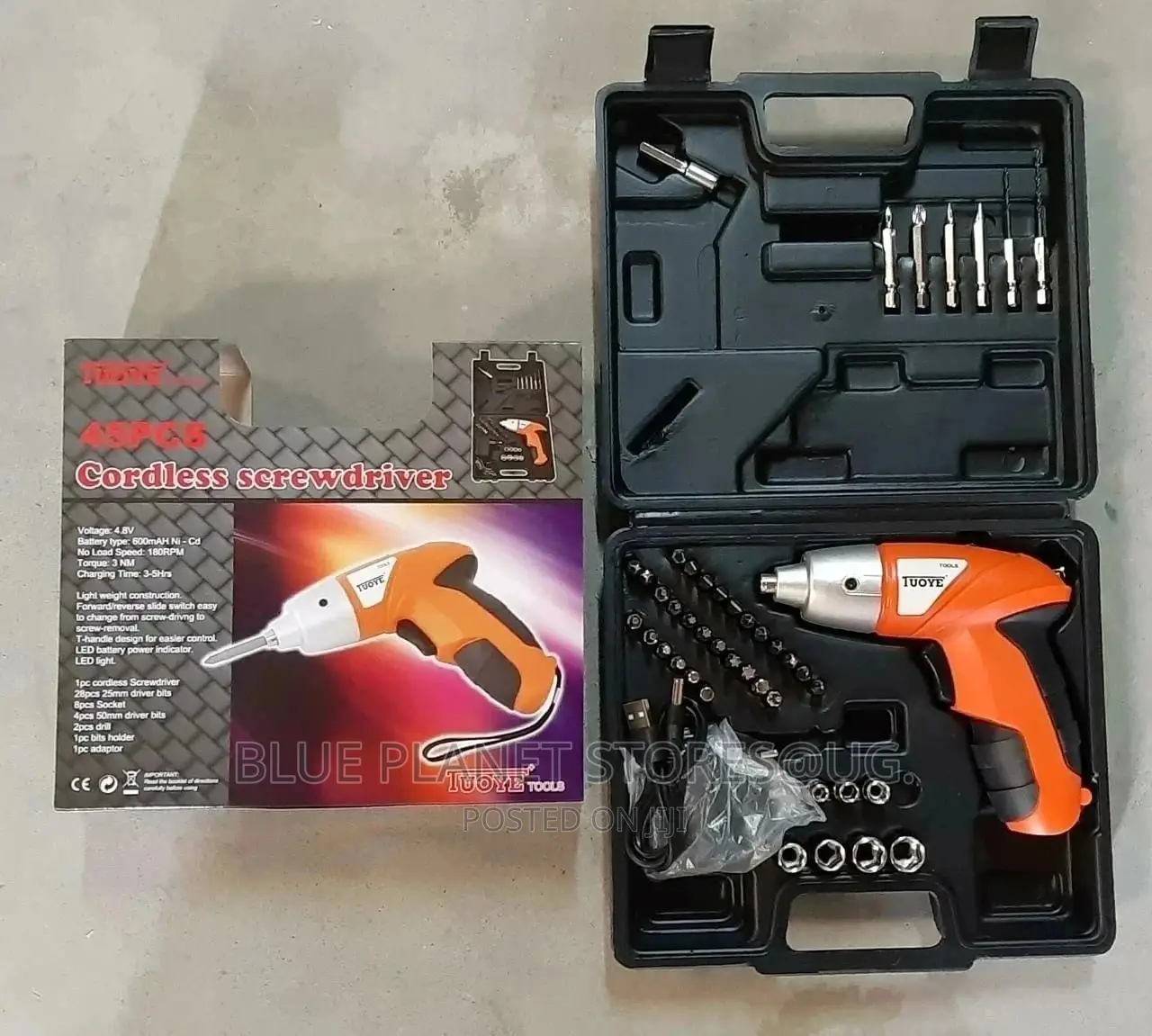TUOYE 45pcs Cordless Drill/Screwdriver || 4.8v || 600mah.