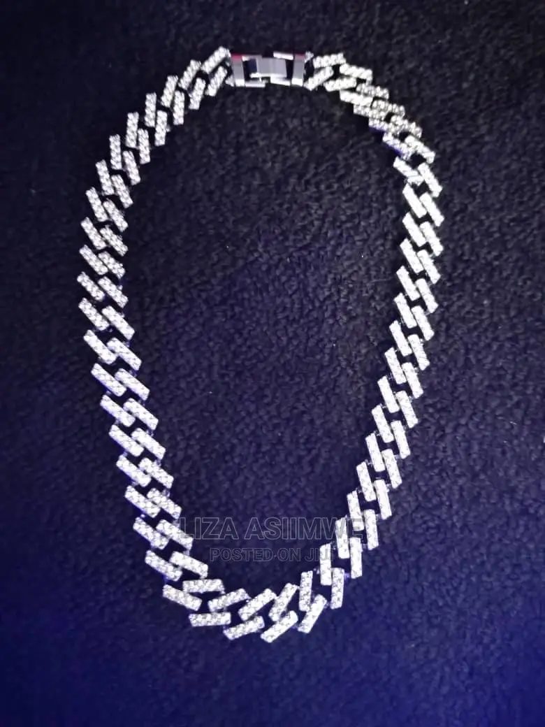 Iced Out Cuban Zig Zag Necklace Available
