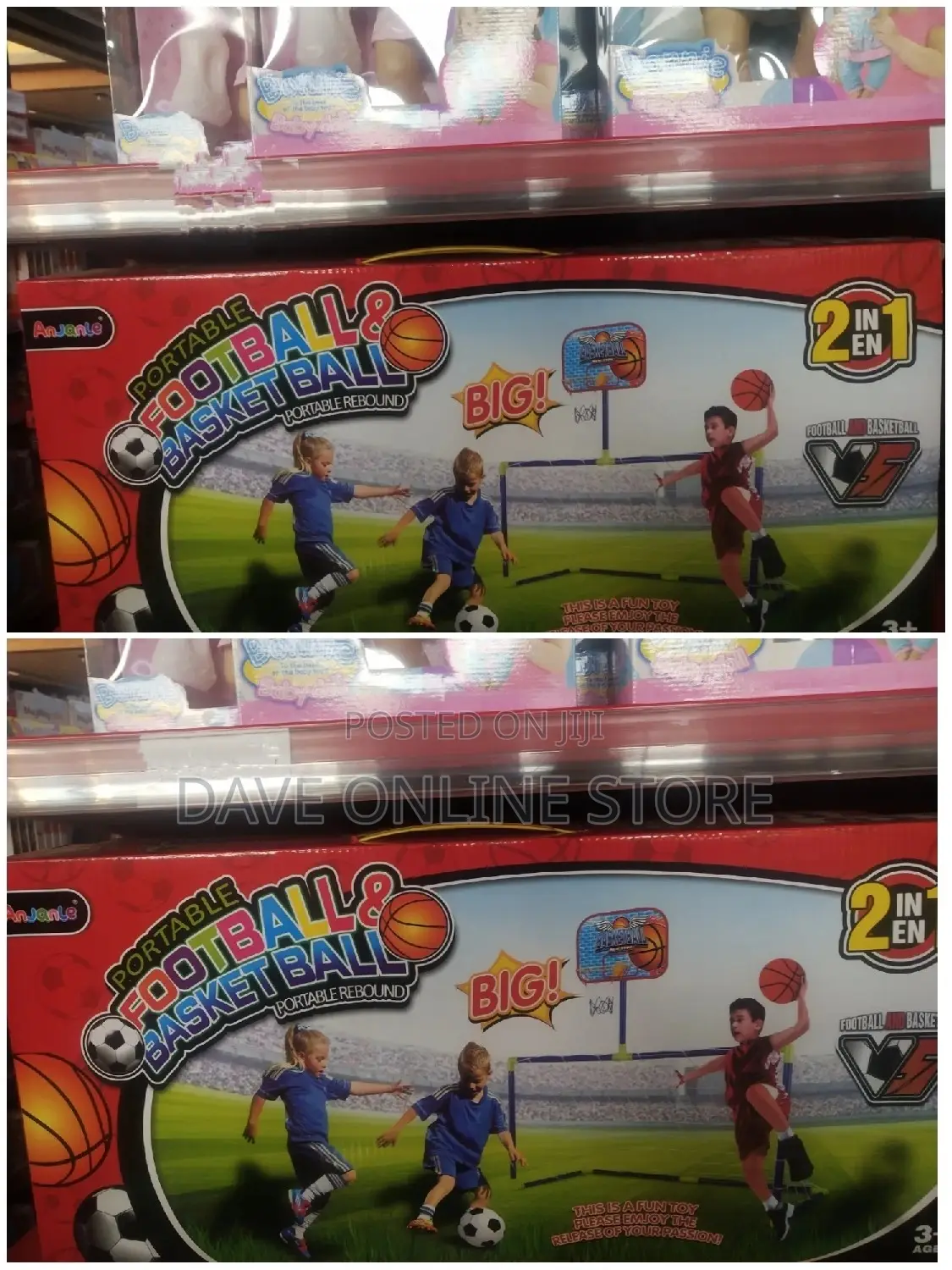 2 in 1 Basketball and Football With Ball,Ring and Board