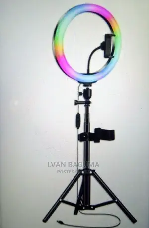 LED RGB Ring Light With Tripod Stand- Multicolor