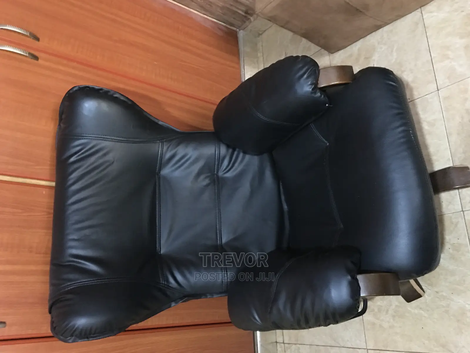 Classic Black Leather Rest Chair