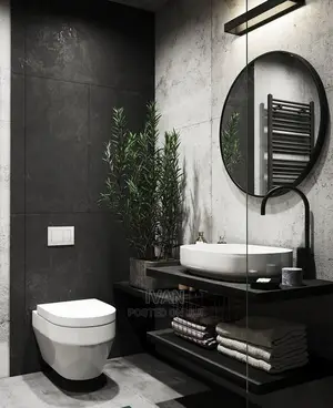 Black Round Mirror