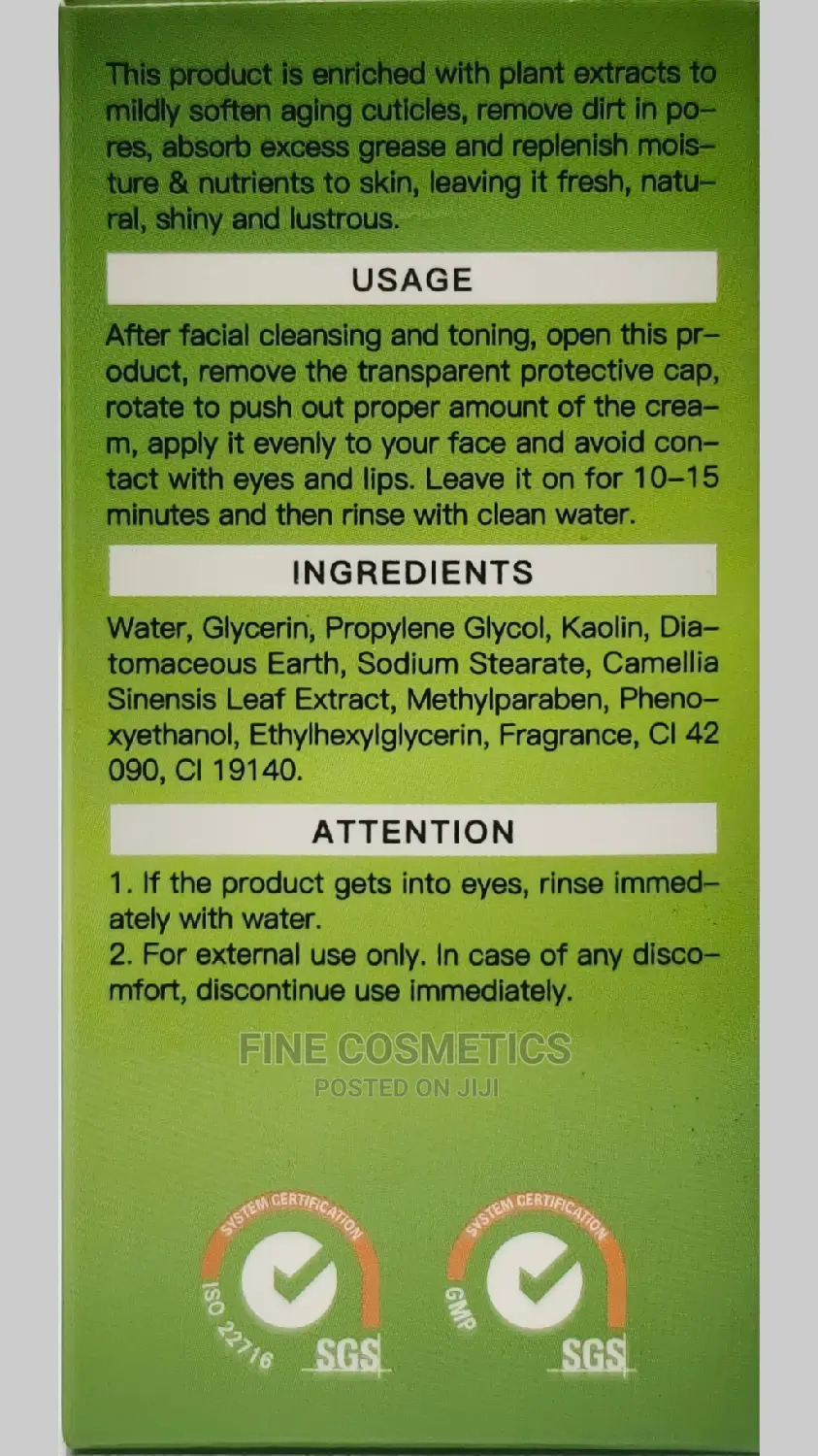 Green Tea Cleansing Clay Stick Mask for Pimple + Black Spots