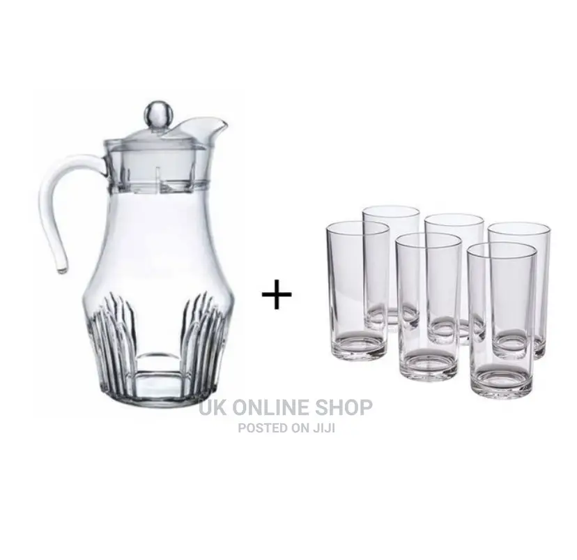 Quality 6 Drinking Glasses Plus 1 Glass Jug