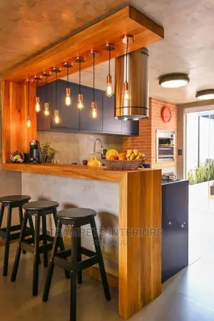 Open Kitchen Cabinets and Island