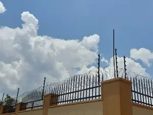 Electric Fence System With Razor Wire. Two In One