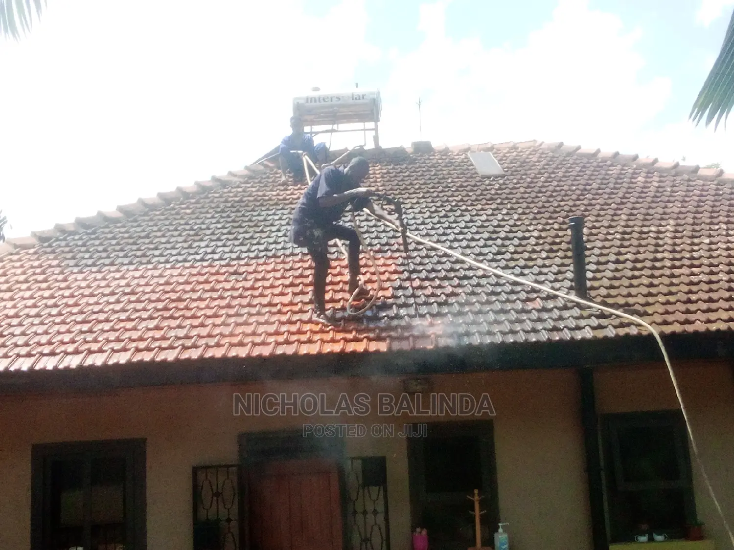 Roof Stains Cleaning in Progress