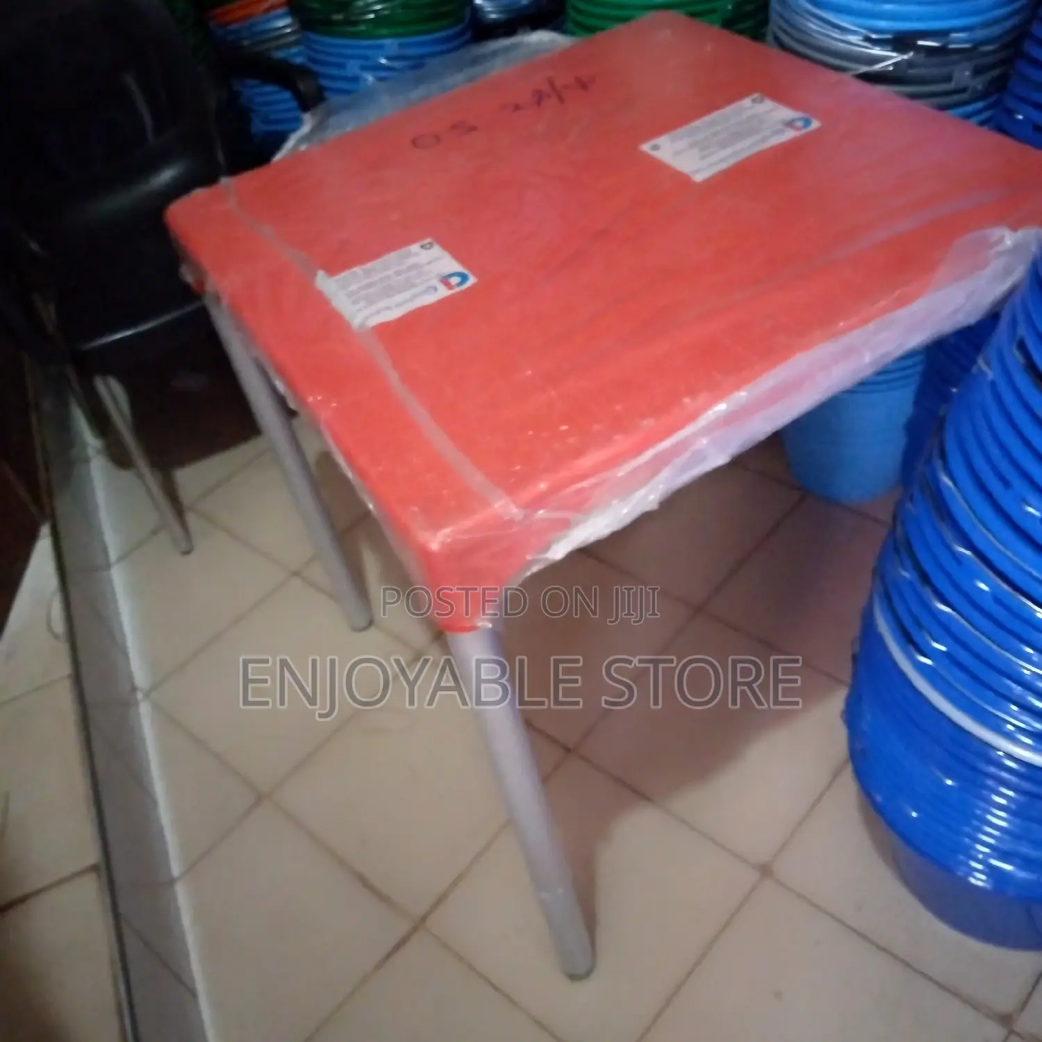 Plastic Square Table With Steel Legs