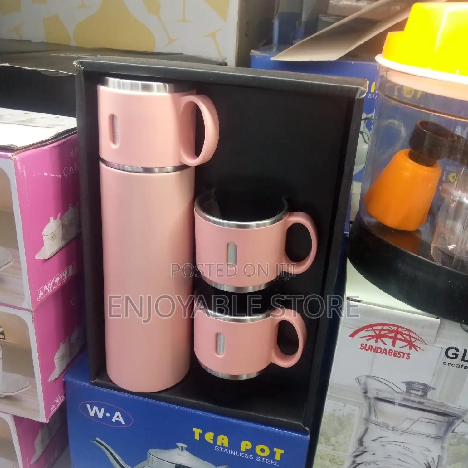 Set of Flask and 2 Mugs