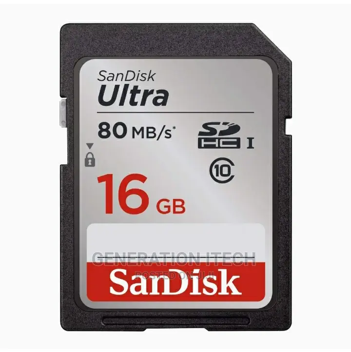 Sandisk Ultra 16gb Memory Card Class 10 SDHC Up to 80mb/S