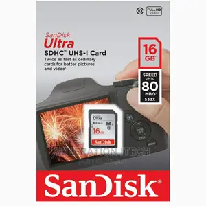 Sandisk Ultra 16gb Memory Card Class 10 SDHC Up to 80mb/S