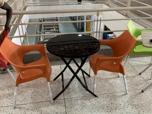 Set of Foldable Table and 2 Plastic Chairs
