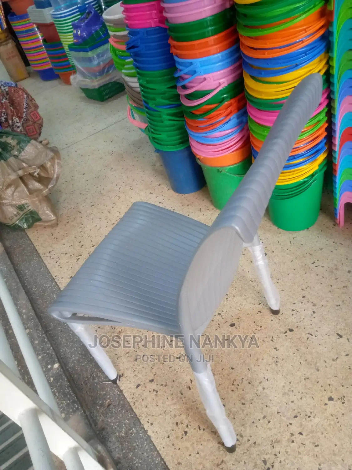 Mukwano Chair, With Metallic Legs ,Grey Colour