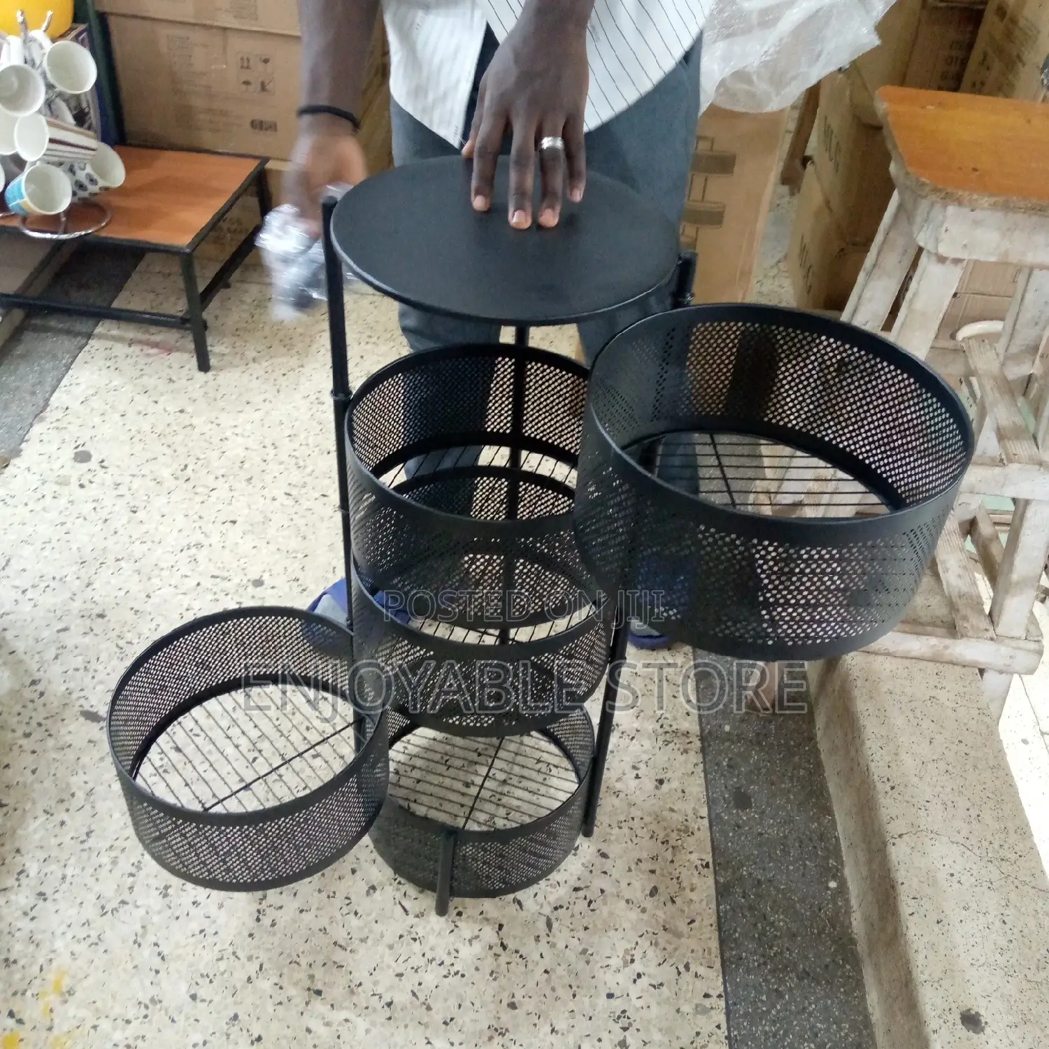 5 Tier Kitchen Round Rack Trolley
