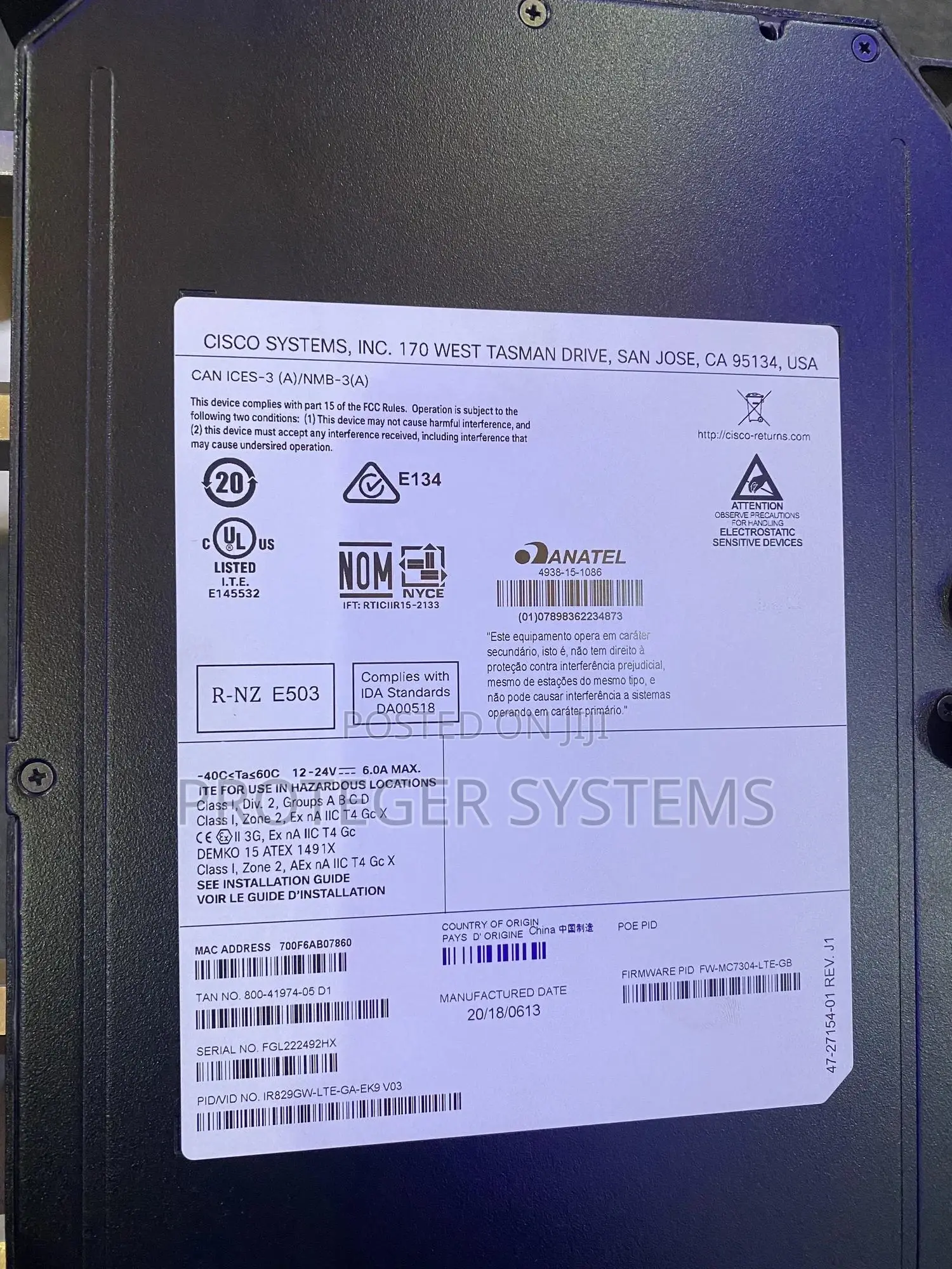 Cisco Ir829gw-Lte-Ga-Ek9 V03 Industrial Router