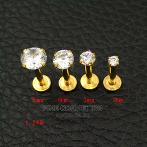 1pair Titanium Internaly Threaded Screw Earring Tragus Helix