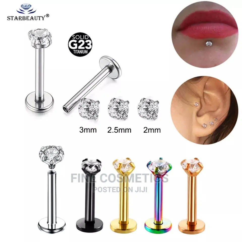 1pair Titanium Internaly Threaded Screw Earring Tragus Helix