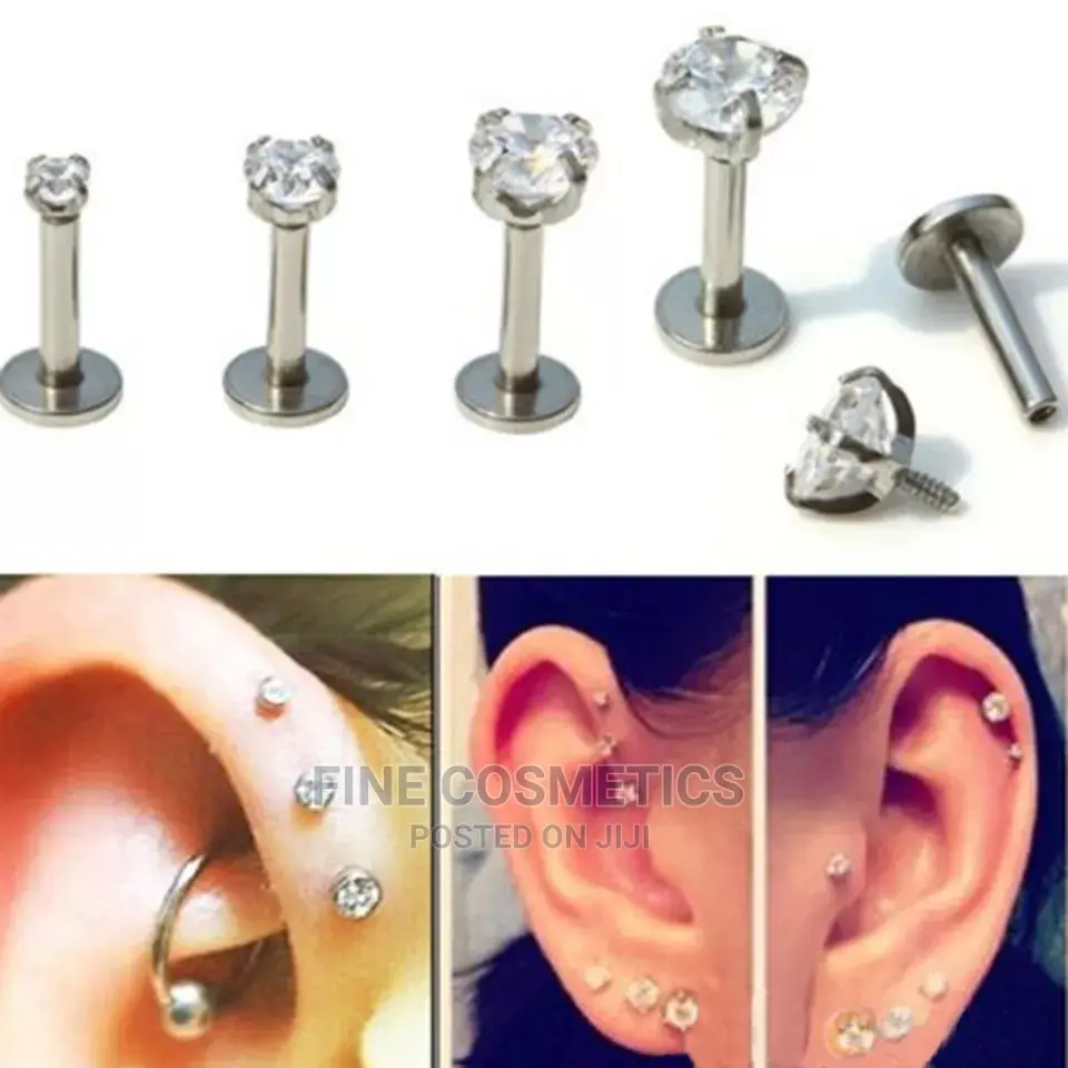 1pair Titanium Internaly Threaded Screw Earring Tragus Helix