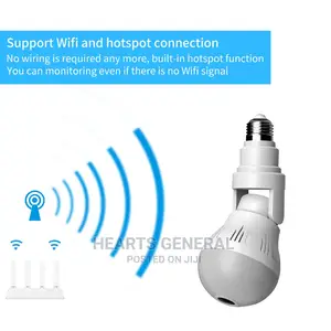 5MP Wifi Bulb Camera With 360 Fisheye Lens