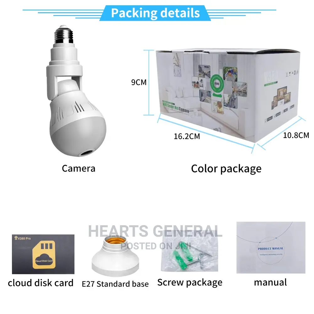 5MP Wifi Bulb Camera With 360 Fisheye Lens