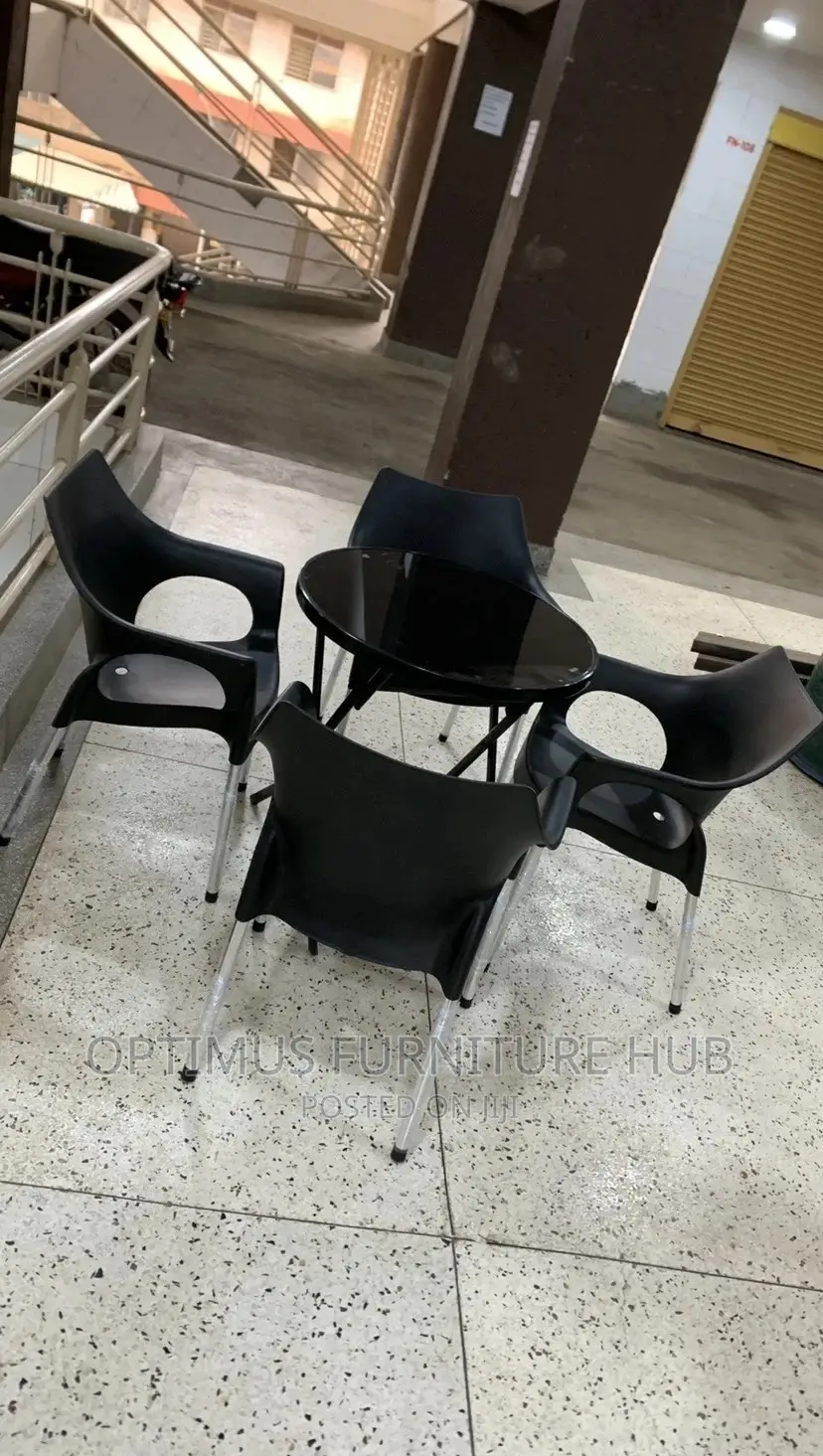 Glass Table With 4 Chairs (Black Set)