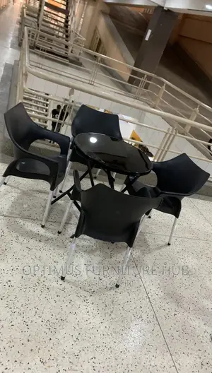 Glass Table With 4 Chairs (Black Set)