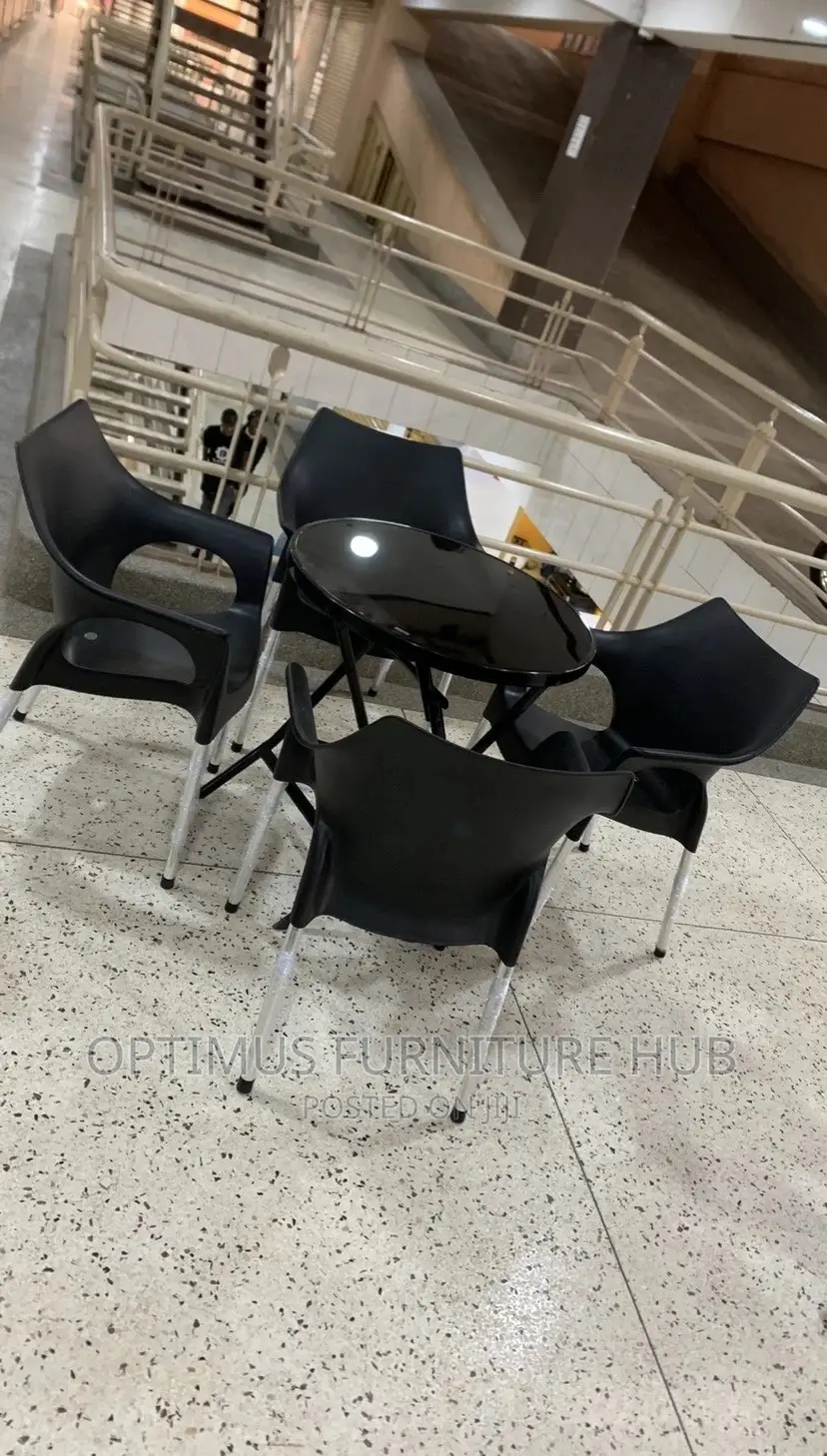 Glass Table With 4 Chairs (Black Set)