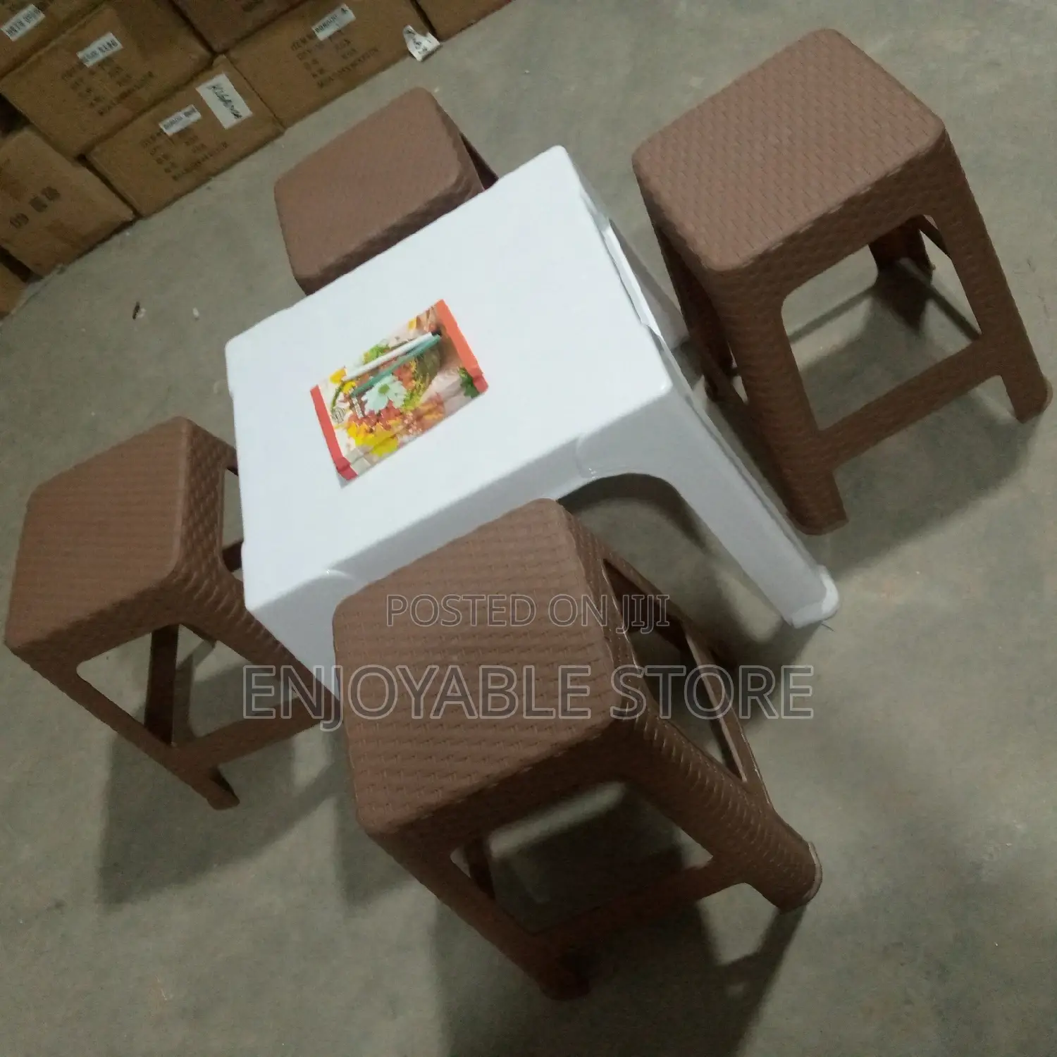 Plastic Set of Medium Table and Stools