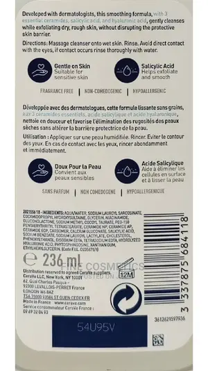 Cerave SA Smoothing Cleanser Face Wash With Salicylic Acid