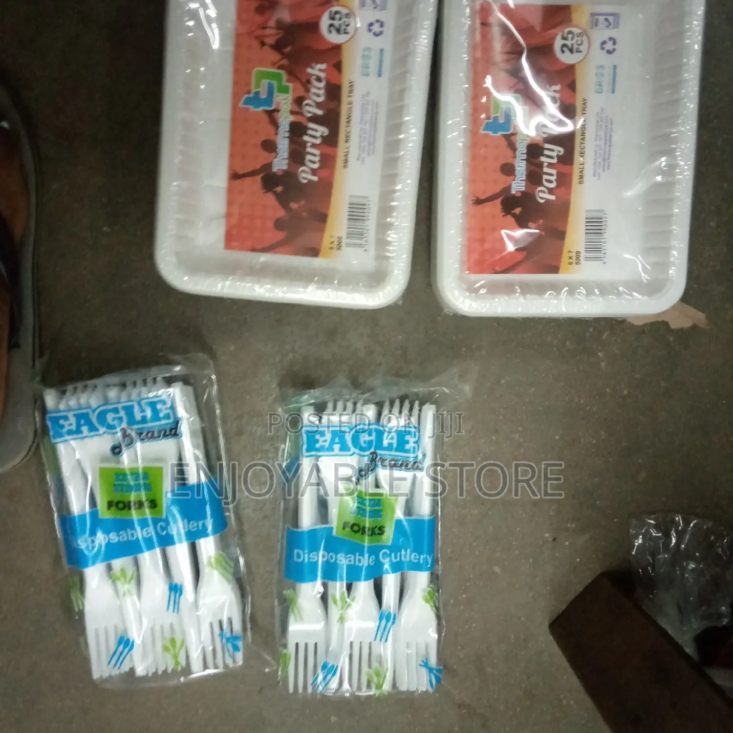 Disposable Plaste at 25pcs and Forks at 50pcs