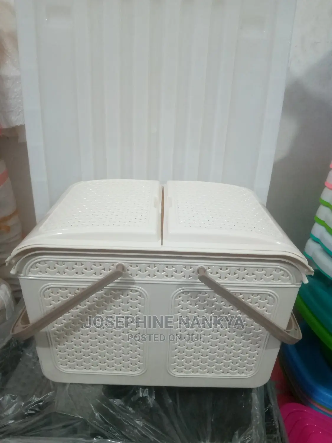 Storage Basket With Cover, Brown Colour