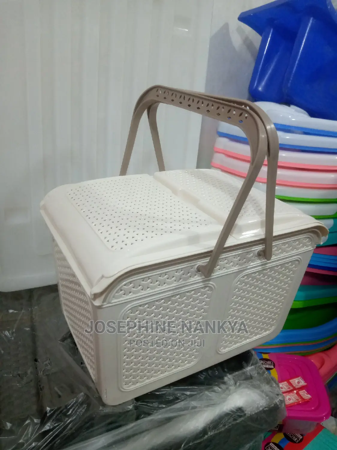 Storage Basket With Cover, Brown Colour