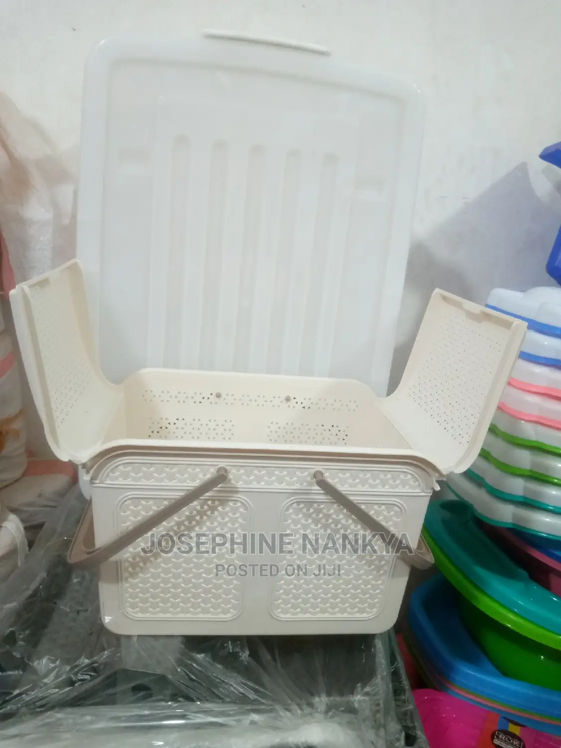 Storage Basket With Cover, Brown Colour