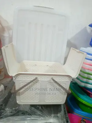 Storage Basket With Cover, Brown Colour