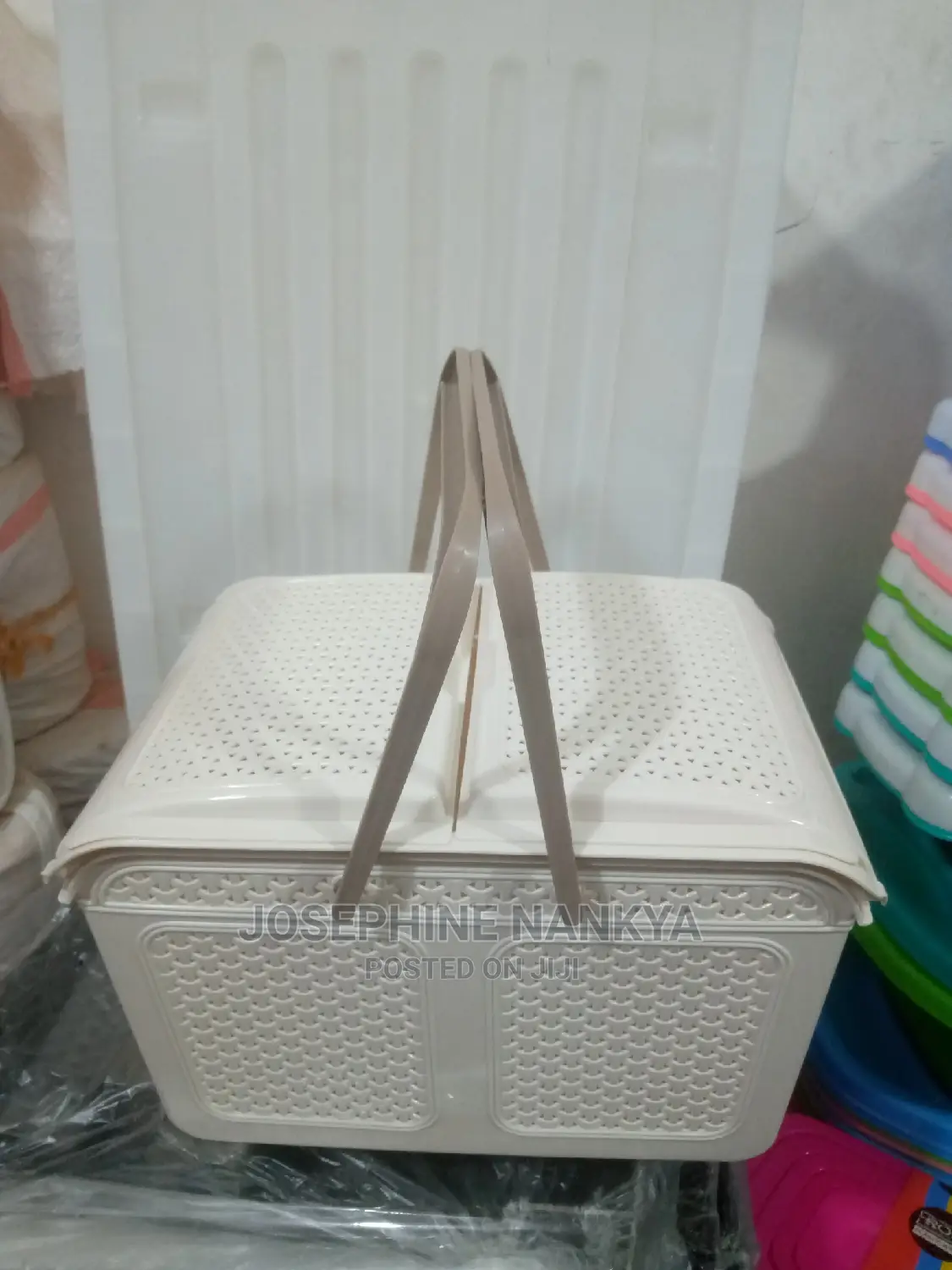 Storage Basket With Cover, Brown Colour