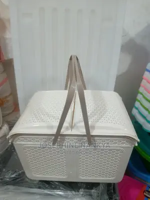 Storage Basket With Cover, Brown Colour