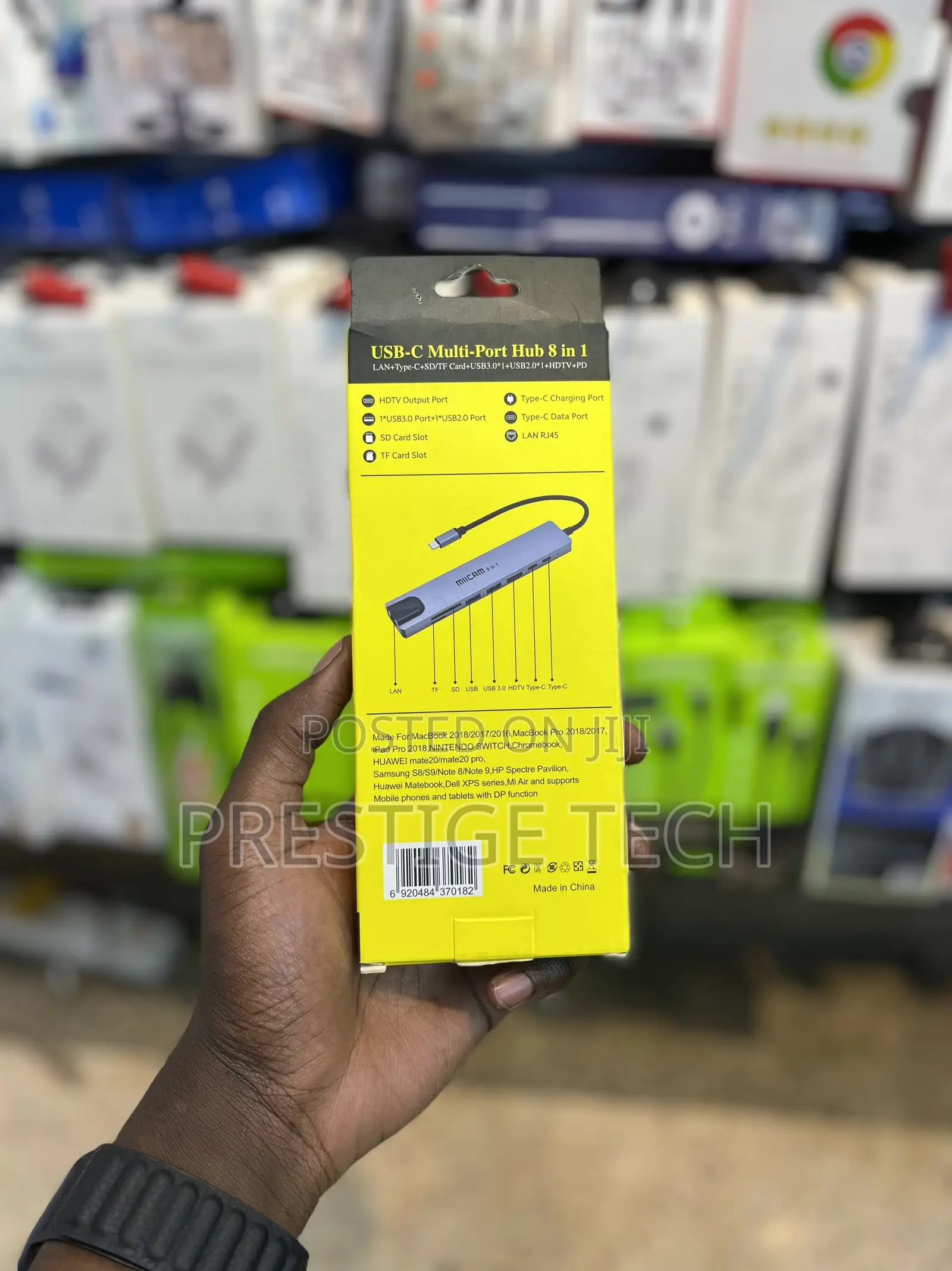 USB C Hub 8 in 1 With HDMI, Ethernet, SD and TF Card Slot