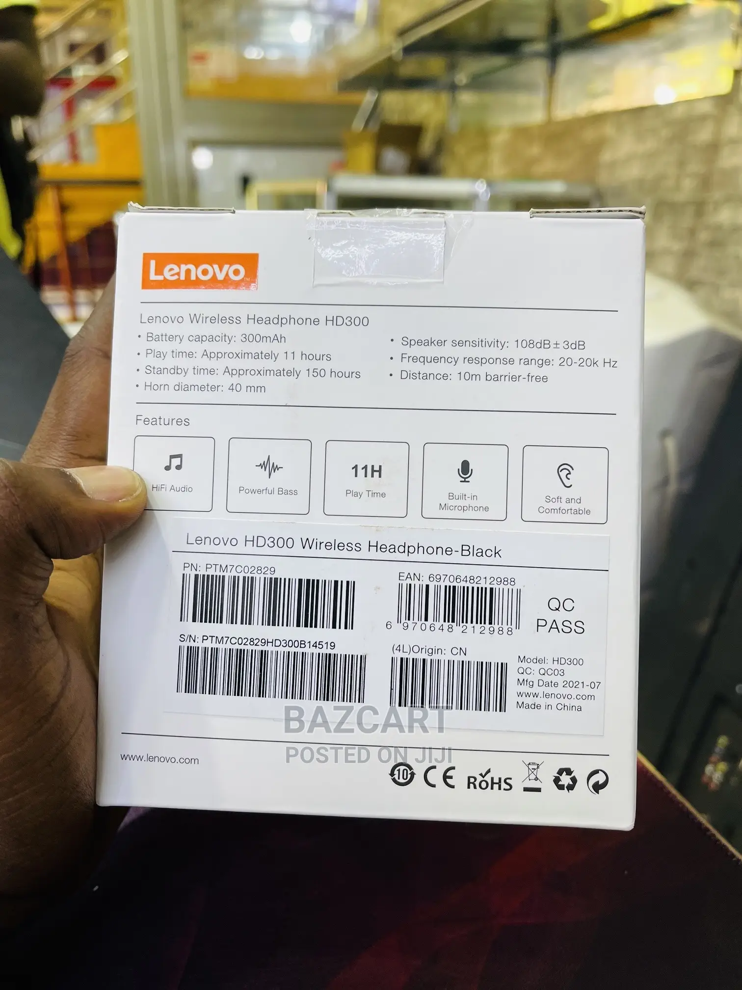 Lenovo HD300 Noise-Canceling Headset Foldable
