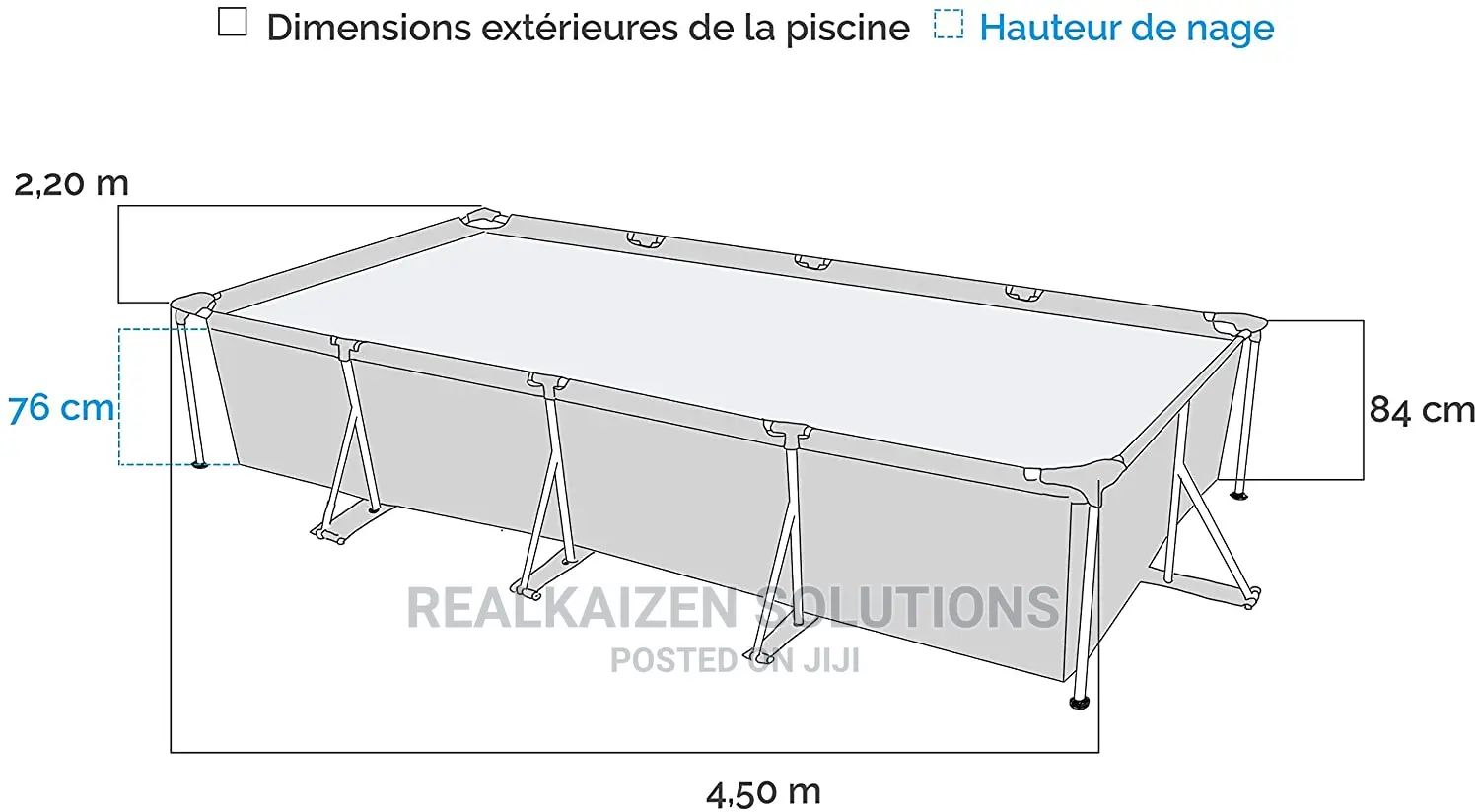 Intex Rectangular Steel Frame Swimming Pool 4.5mx2.2m