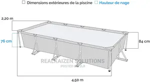 Intex Rectangular Steel Frame Swimming Pool 4.5mx2.2m
