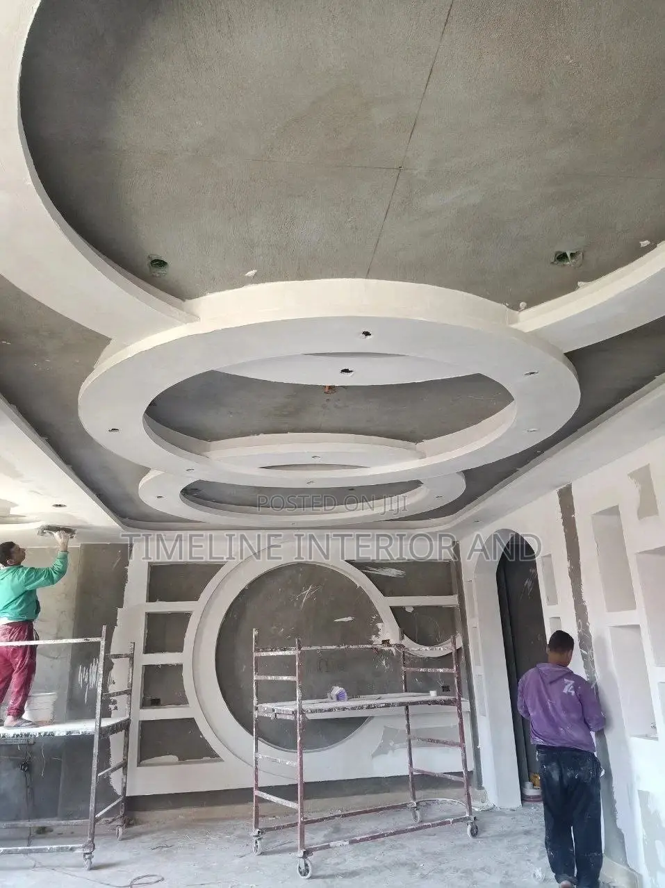 Circular Gypsum Boards Designing and Tv Unit Wall.
