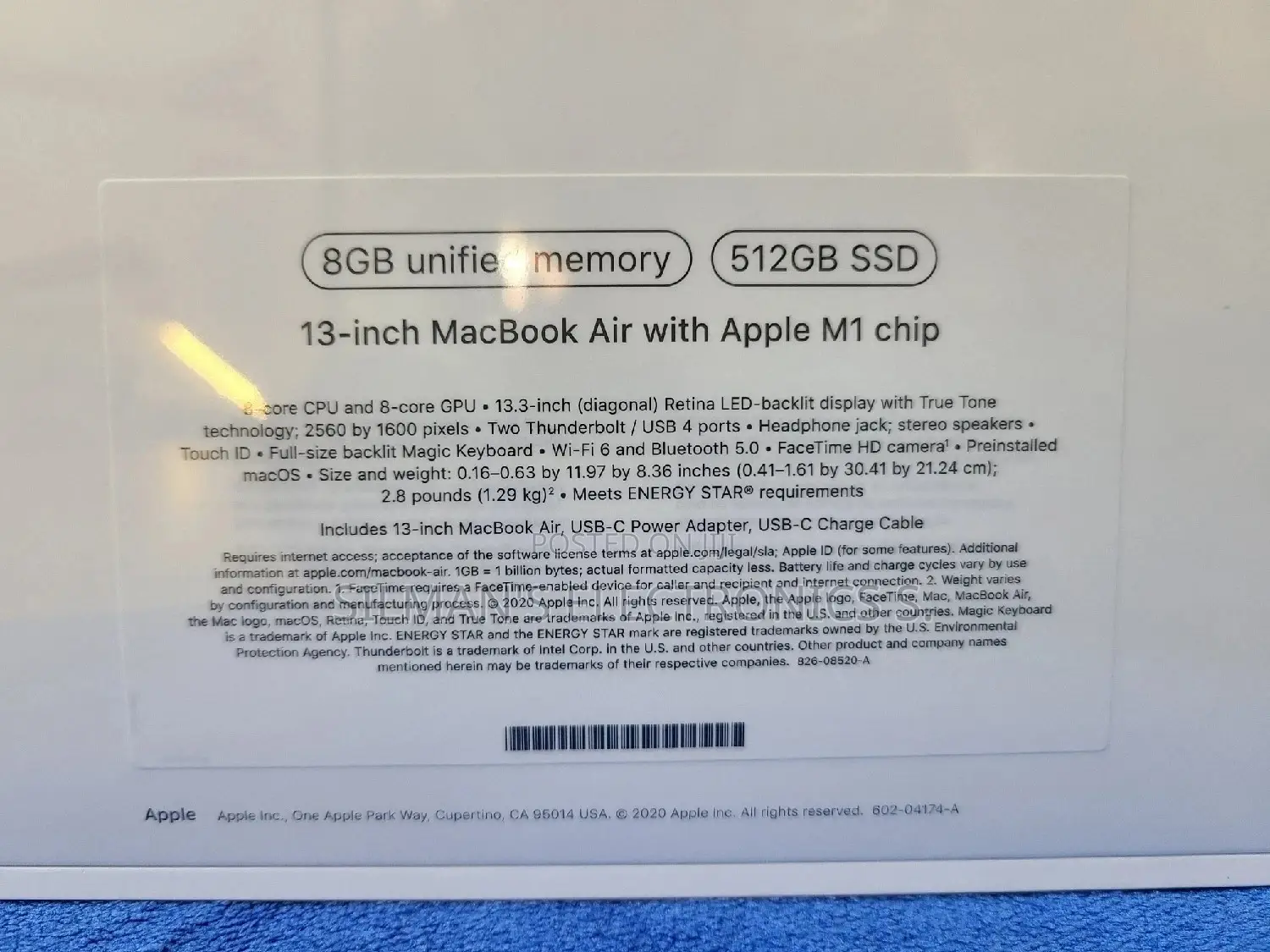 New Laptop Apple MacBook Air 8GB Apple M1 SSD 512GB