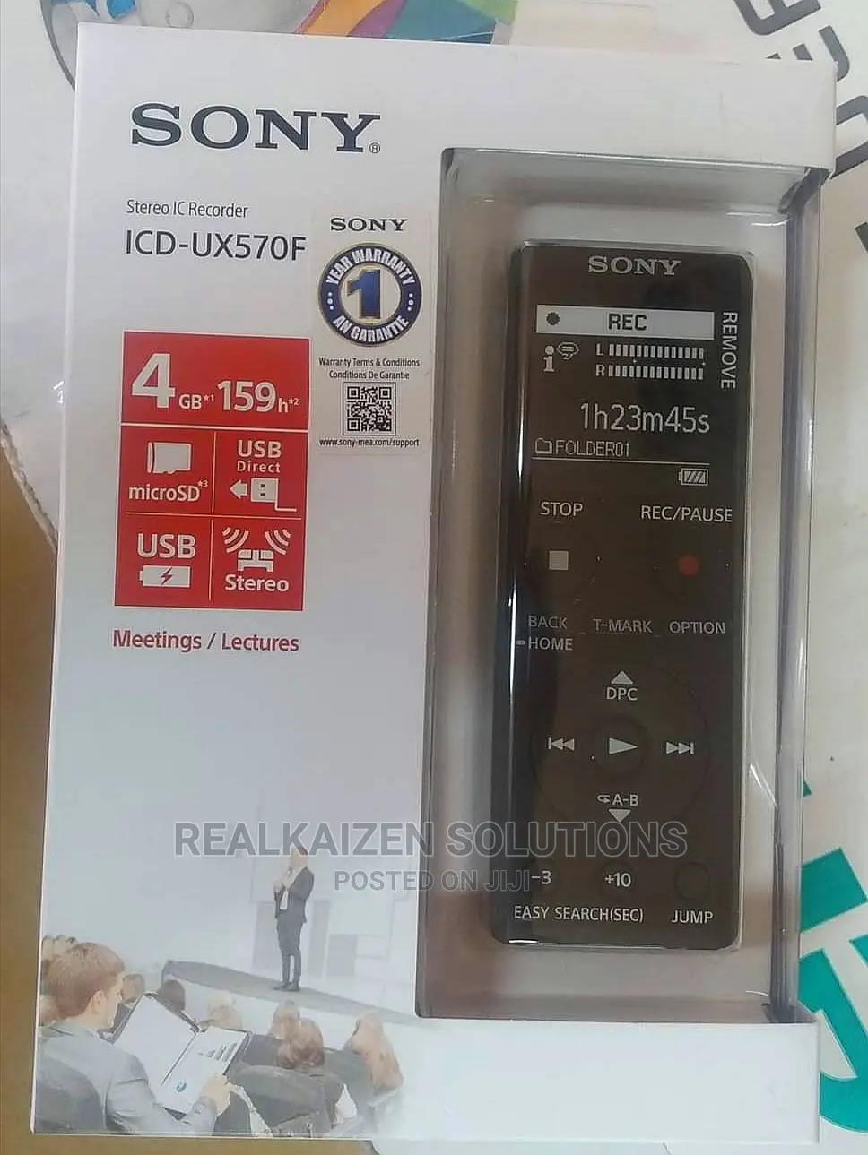 SONY 4GB Light Weight 20hr Battery Voice Recorder.